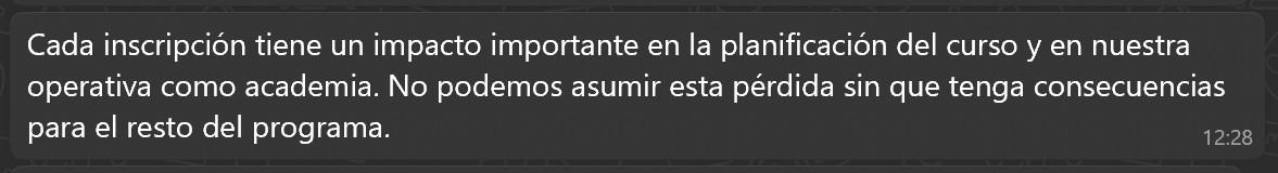 Razón por la cual fue denegada la solicitud de cancelación de la matrícula en CodeCrypto Academy