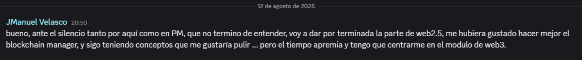 Comentario en Discord resignando a no recibir respuesta por parte de CodeCrypto Academy